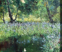 "Les Iris" Post Impressionist Oil Painting