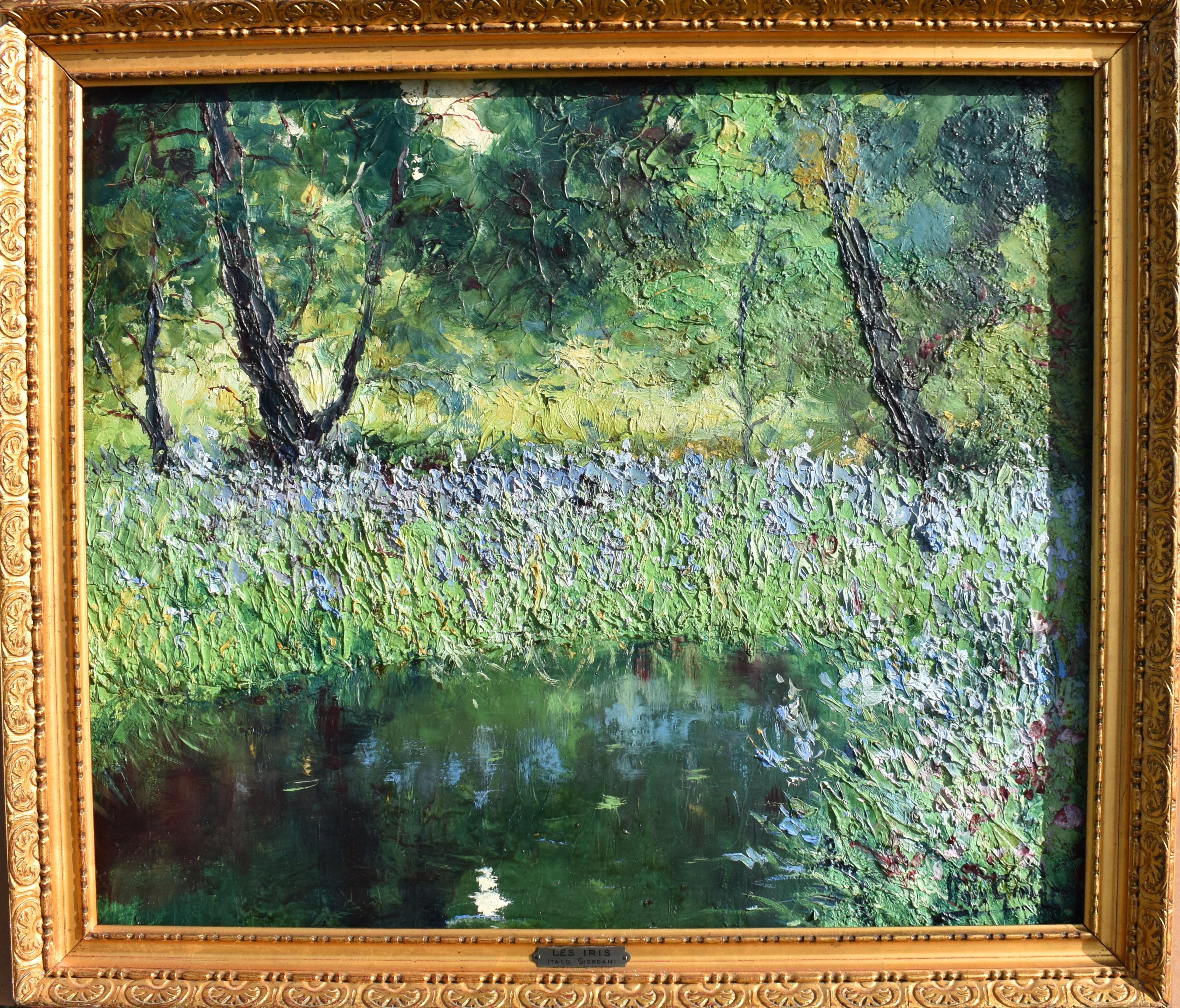 Italo Giordani (1882 - 1956) Post Impressionist Oil Painting Landscape Painting -  "Les Iris" Post Impressionist Oil Painting