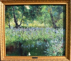 Used  "Les Iris" Post Impressionist Oil Painting
