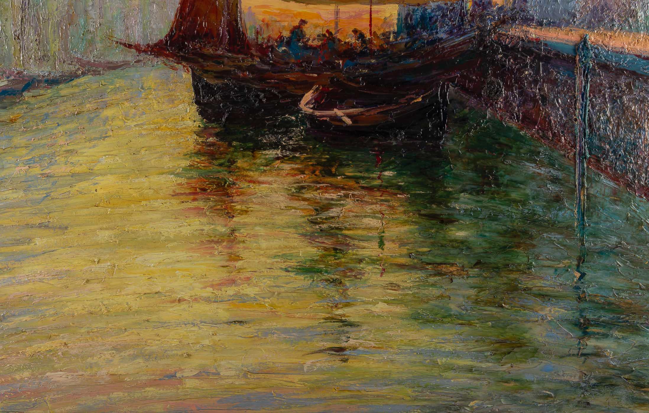 Italo Giordani Oil on Panel Dusk Venice View, circa 1900 For Sale 2