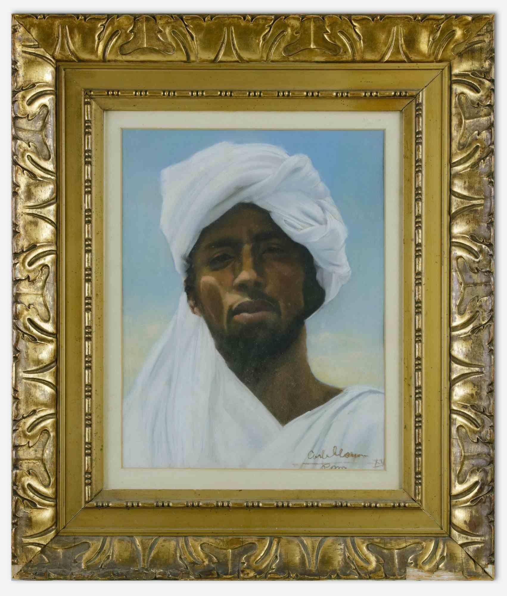 Italo Nunes Vais Figurative Painting - Portrait of a young Eritrean - Oil Painting - 1930s