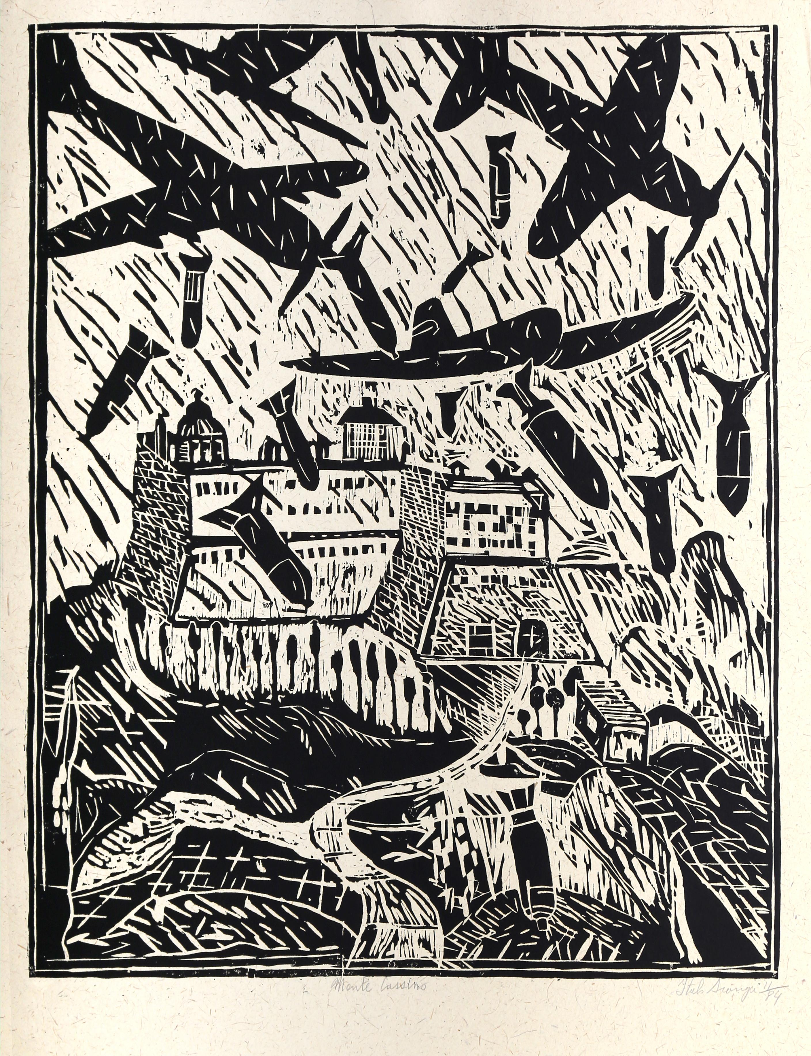 Monte Cassino von Italo Scanga, Italiener/Amerikaner (1932-2001)
Datum: 1984
Einfarbiger Holzschnitt, signiert und nummeriert mit Bleistift
Auflage von 10 Stück
Größe: 28 Zoll x 20 Zoll (71,12 cm x 50,8 cm)