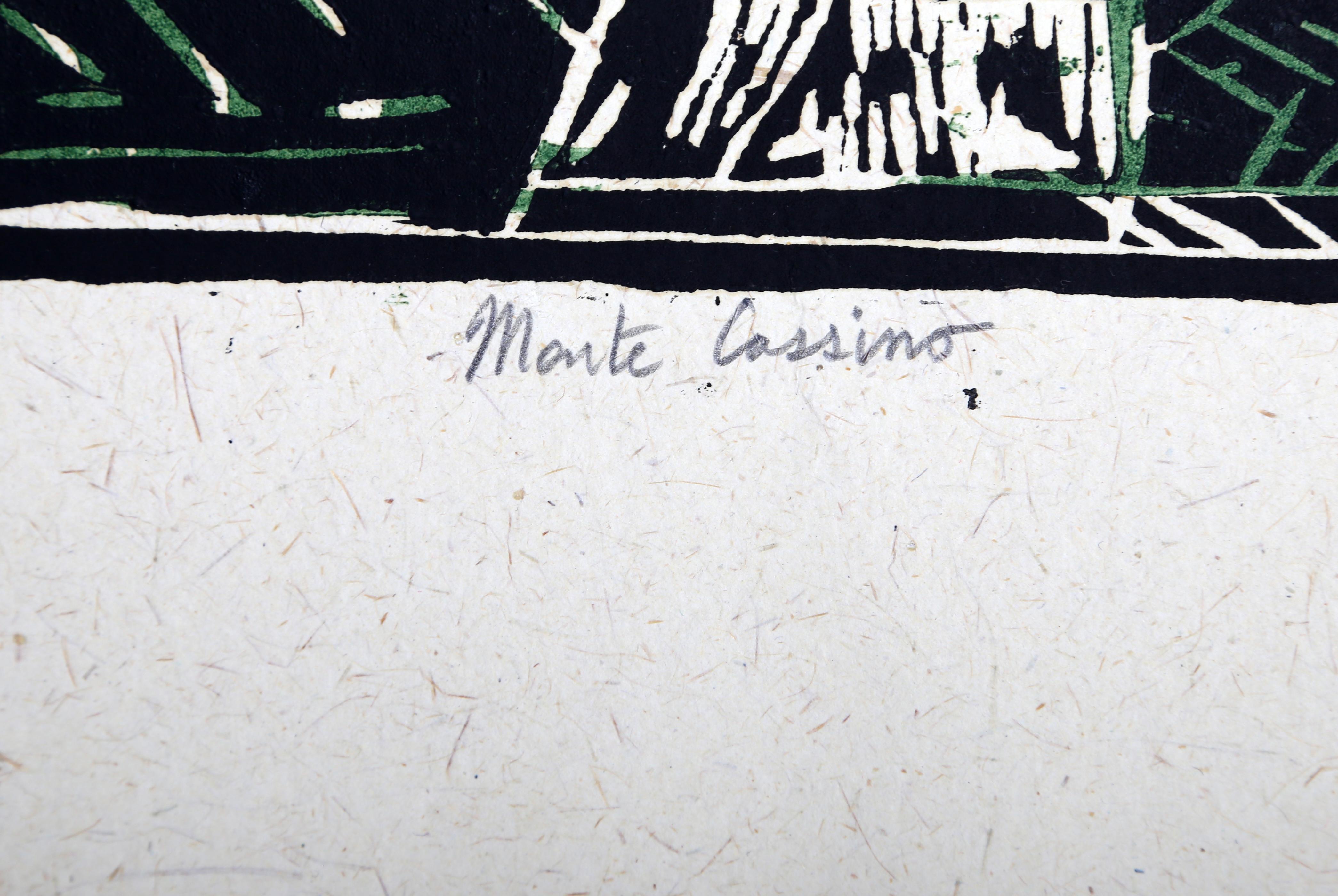 Monte Cassino, Abstract Woodcut Print by Italo Scanga For Sale 1