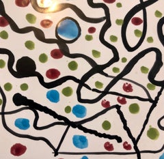 Abstract Painted Ceramic Tile Pop Art Painting Italian Neo Figurative Painting