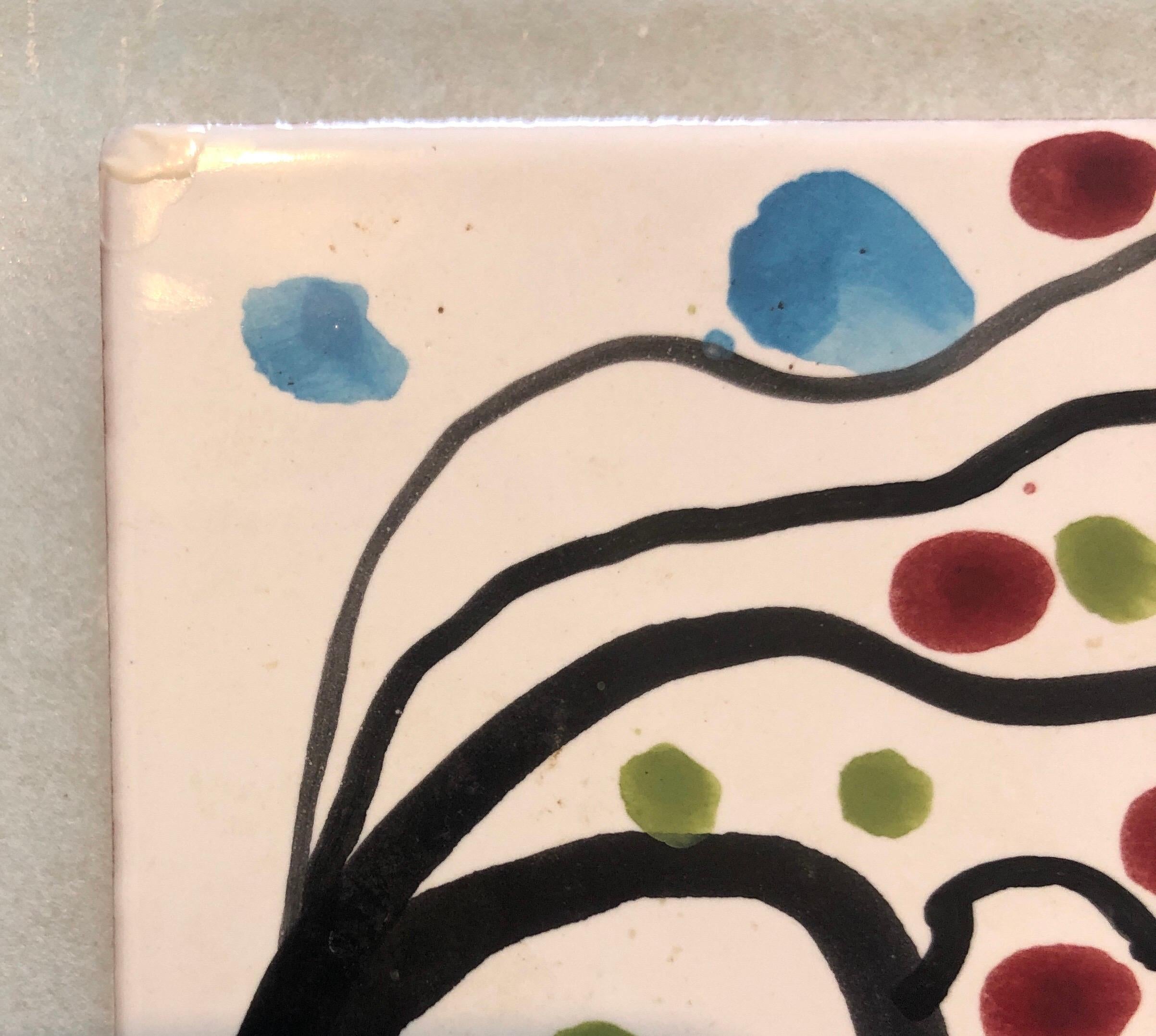 Abstrakt bemalte Keramikfliesen, Pop-Art-Gemälde, Italienisches neo-Figuratives Gemälde (Beige), Abstract Painting, von Italo Scanga