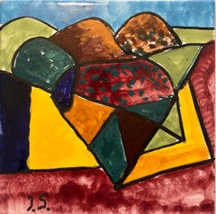 Piastrella di ceramica dipinta in modo astratto Pittura Pop Art Pittura Neo Figurativa Italiana