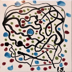 Piastrella di ceramica dipinta in modo astratto Pittura Pop Art Pittura Neo Figurativa Italiana