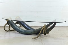 Italo Valenti Bronze and Brass Elephant Tusk Table, Spain, 1970s