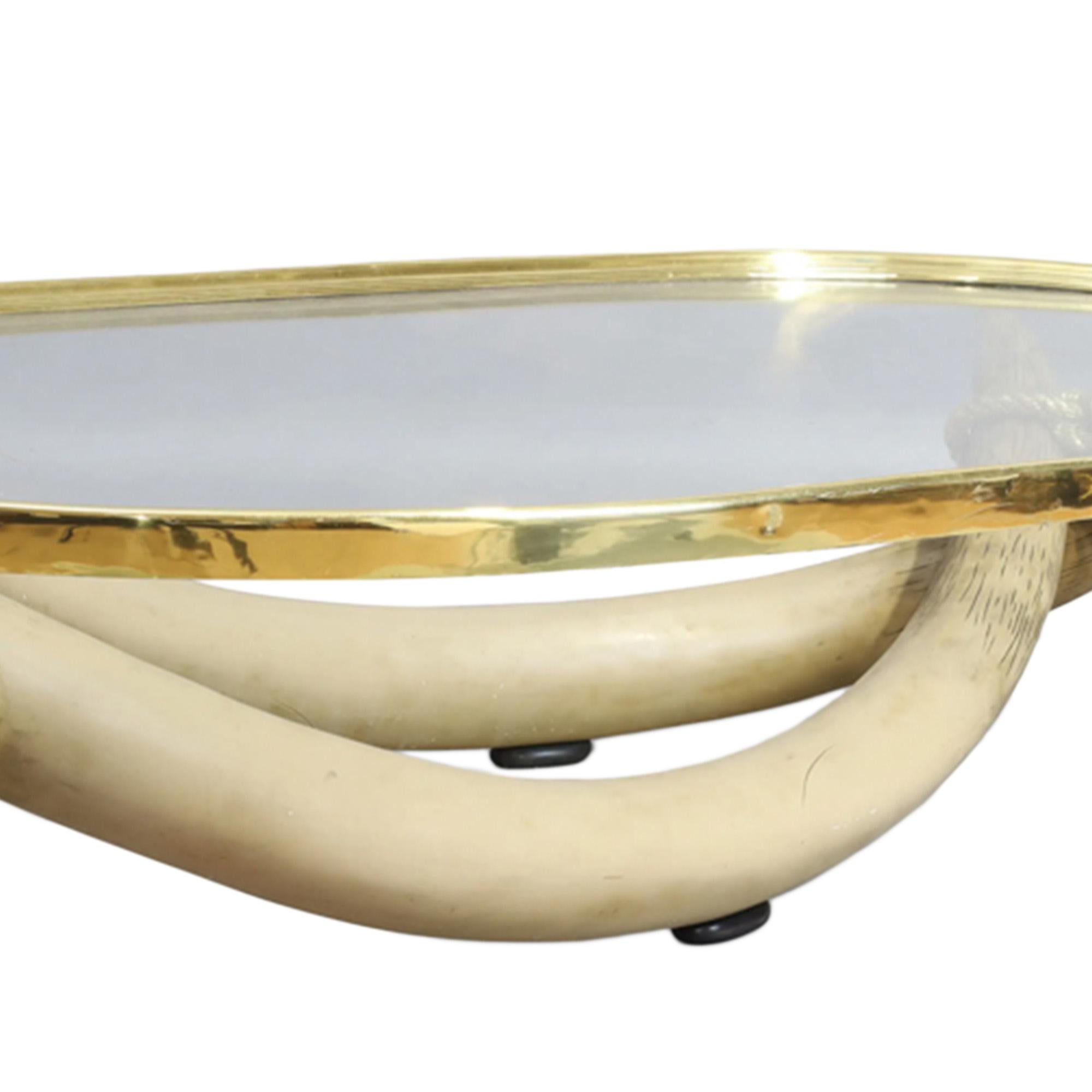 Hand-Crafted Italo Valenti Faux Tusk and Gilt Bronze Coffee Table