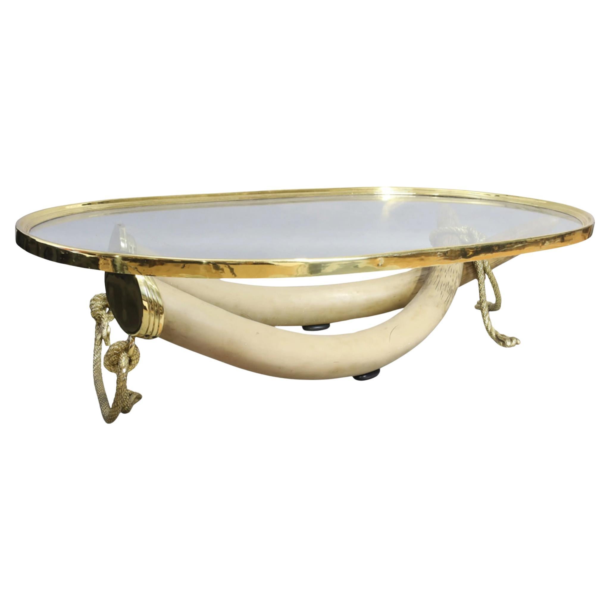 Italo Valenti Faux Tusk and Gilt Bronze Coffee Table