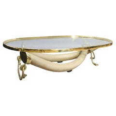 Vintage Italo Valenti Faux Tusk and Gilt Bronze Coffee Table