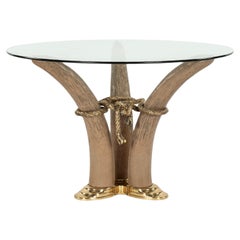 Italo Valenti Faux Tusk Brass Occasional Glass Table