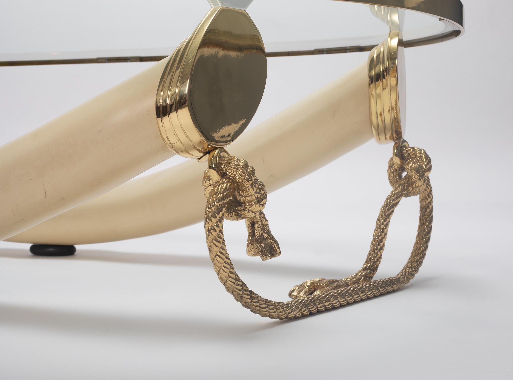 Italo Valenti Gilt Bronze Faux Tusk Cocktail Table 5