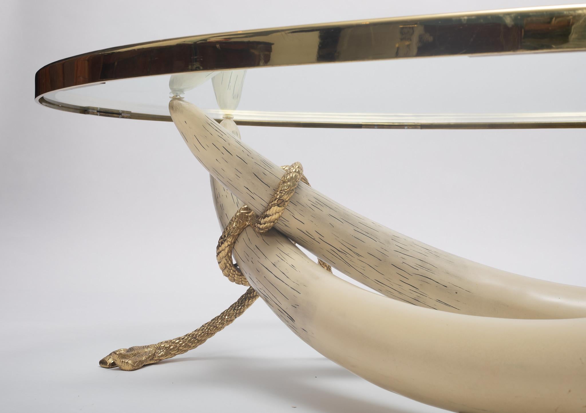 Italo Valenti Gilt Bronze Faux Tusk Cocktail Table 1