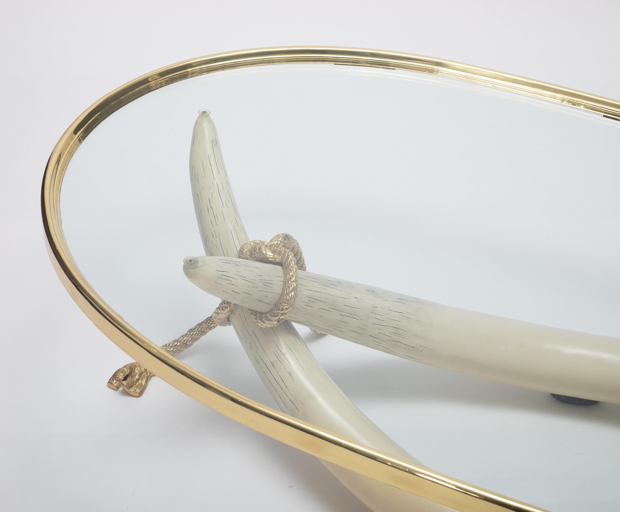Italo Valenti Gilt Bronze Faux Tusk Cocktail Table 2