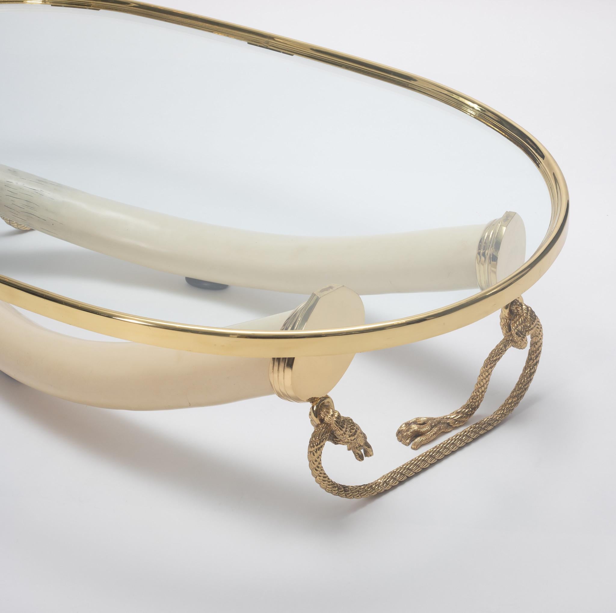 Italo Valenti Gilt Bronze Faux Tusk Cocktail Table 3