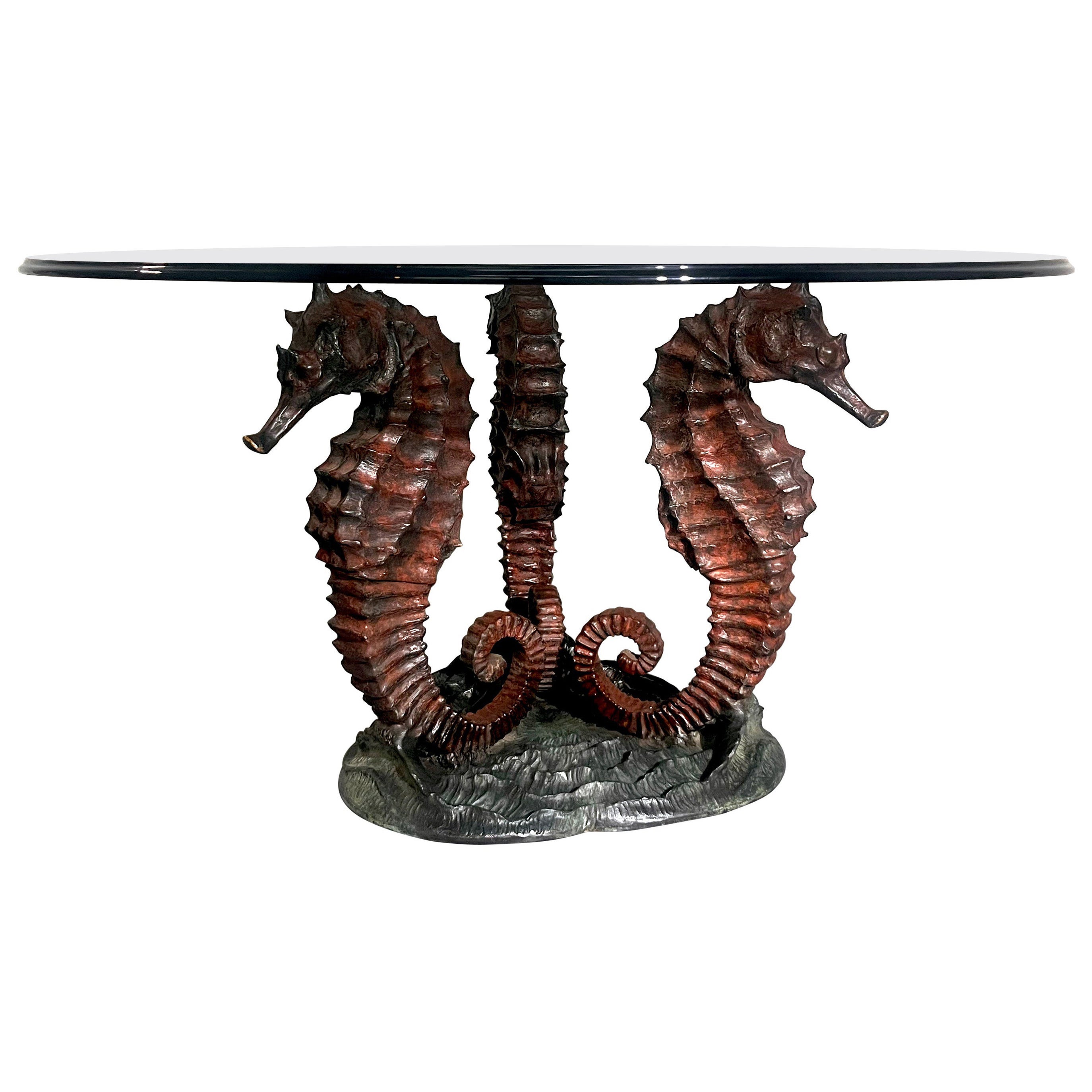 Italo Valenti Mid-Century Modern Coffee Table with Seahorse Base For Sale
