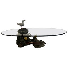 Italo Valenti Sculptural Coffee Table with Gilt Metal Base, 1970s