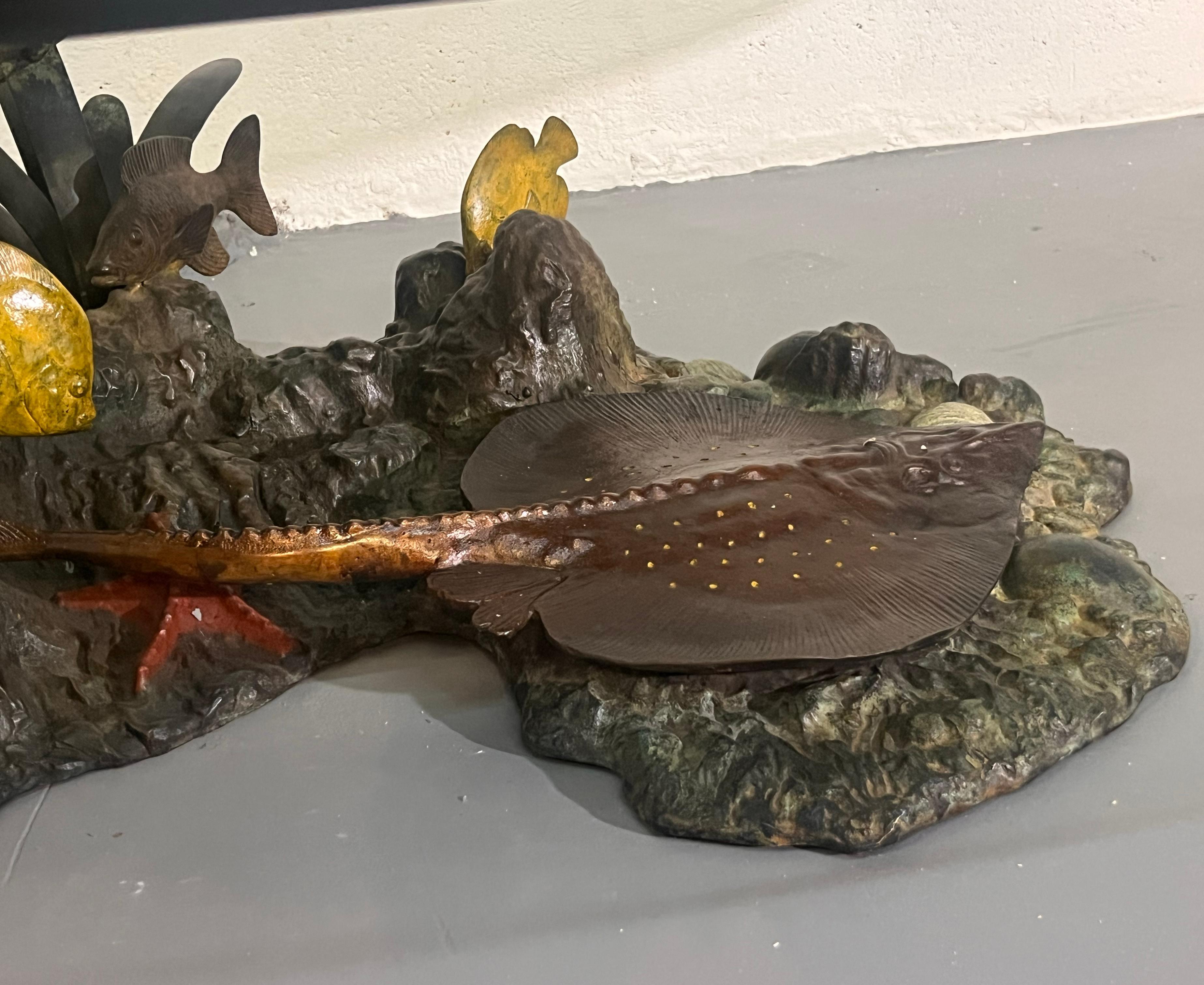 Italian Italo Valenti Sculptural Coffee Table with Seagull and Marine Life Base, 1970s For Sale
