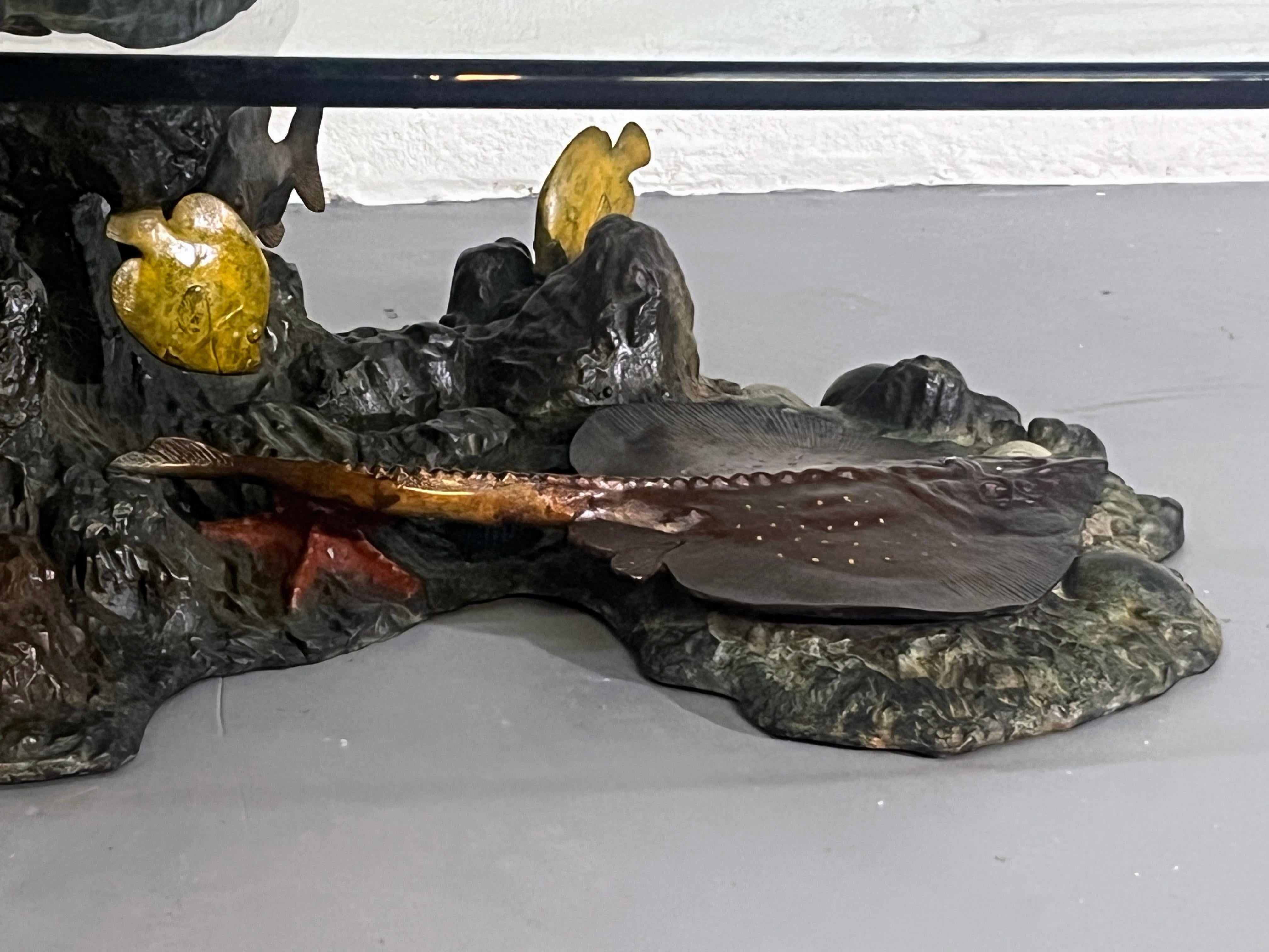 Italo Valenti Sculptural Coffee Table with Seagull and Marine Life Base, 1970s For Sale 1