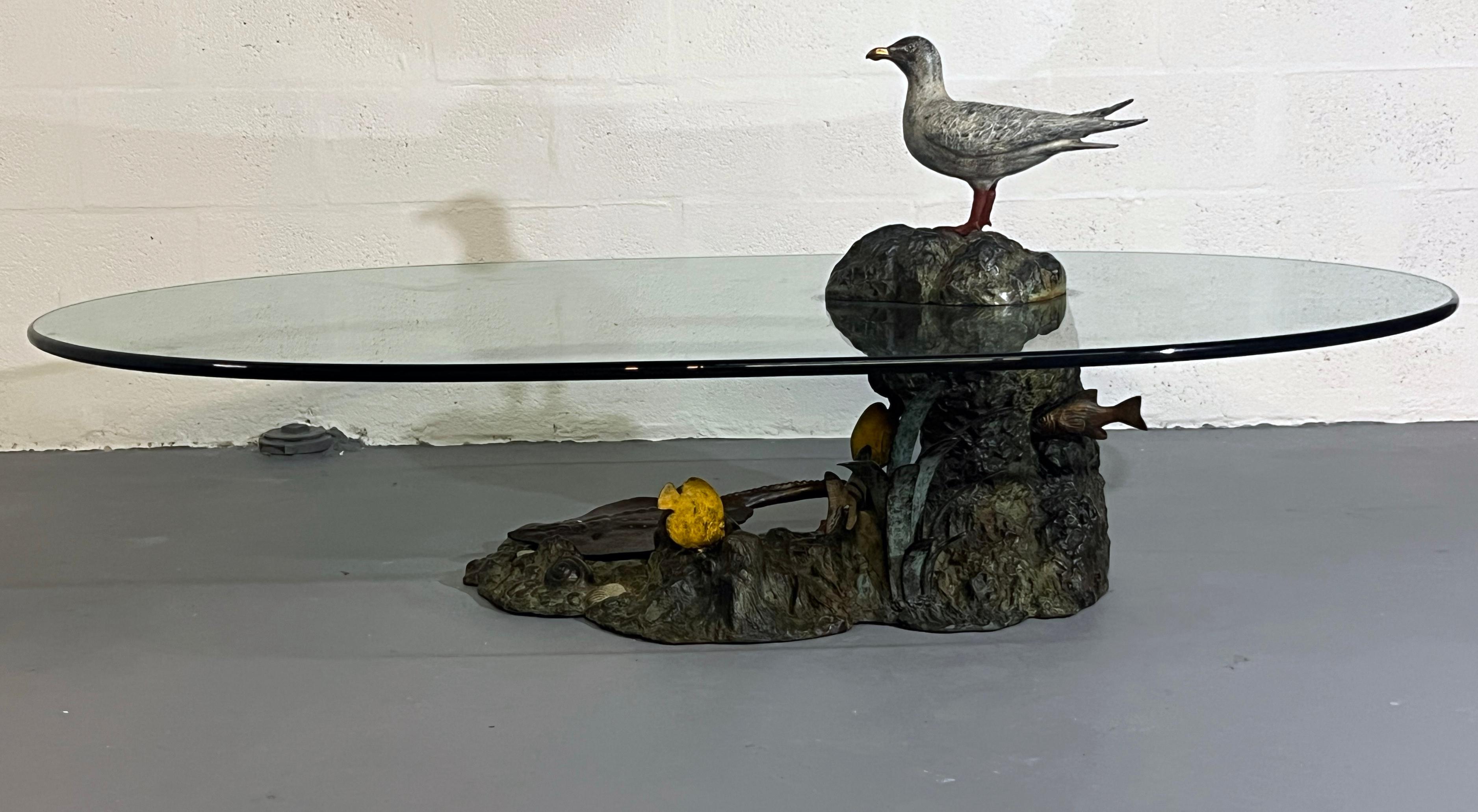 Italo Valenti Sculptural Coffee Table with Seagull and Marine Life Base, 1970s For Sale 2