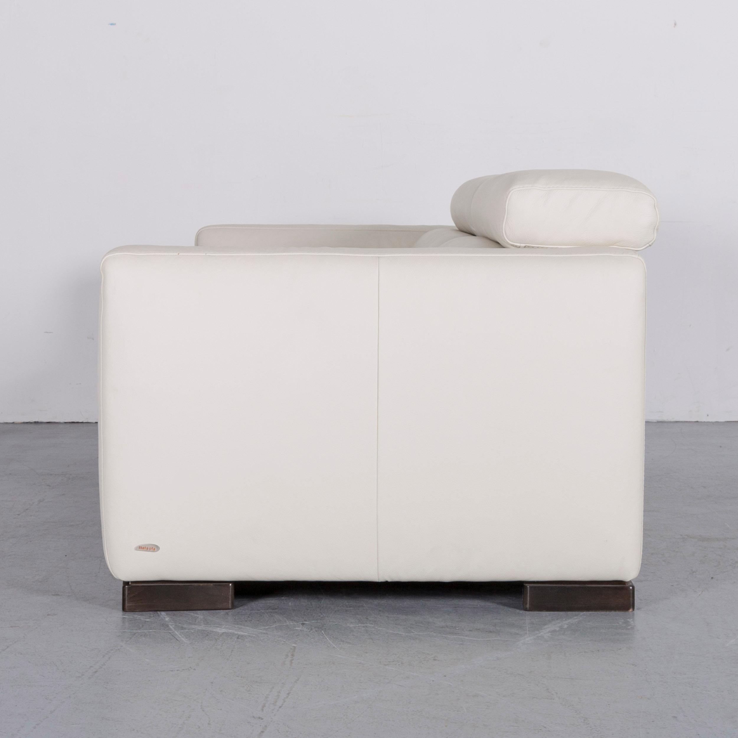 Italsofa Designer Leather Sofa Crème White Modern Three-Seat Couch 2