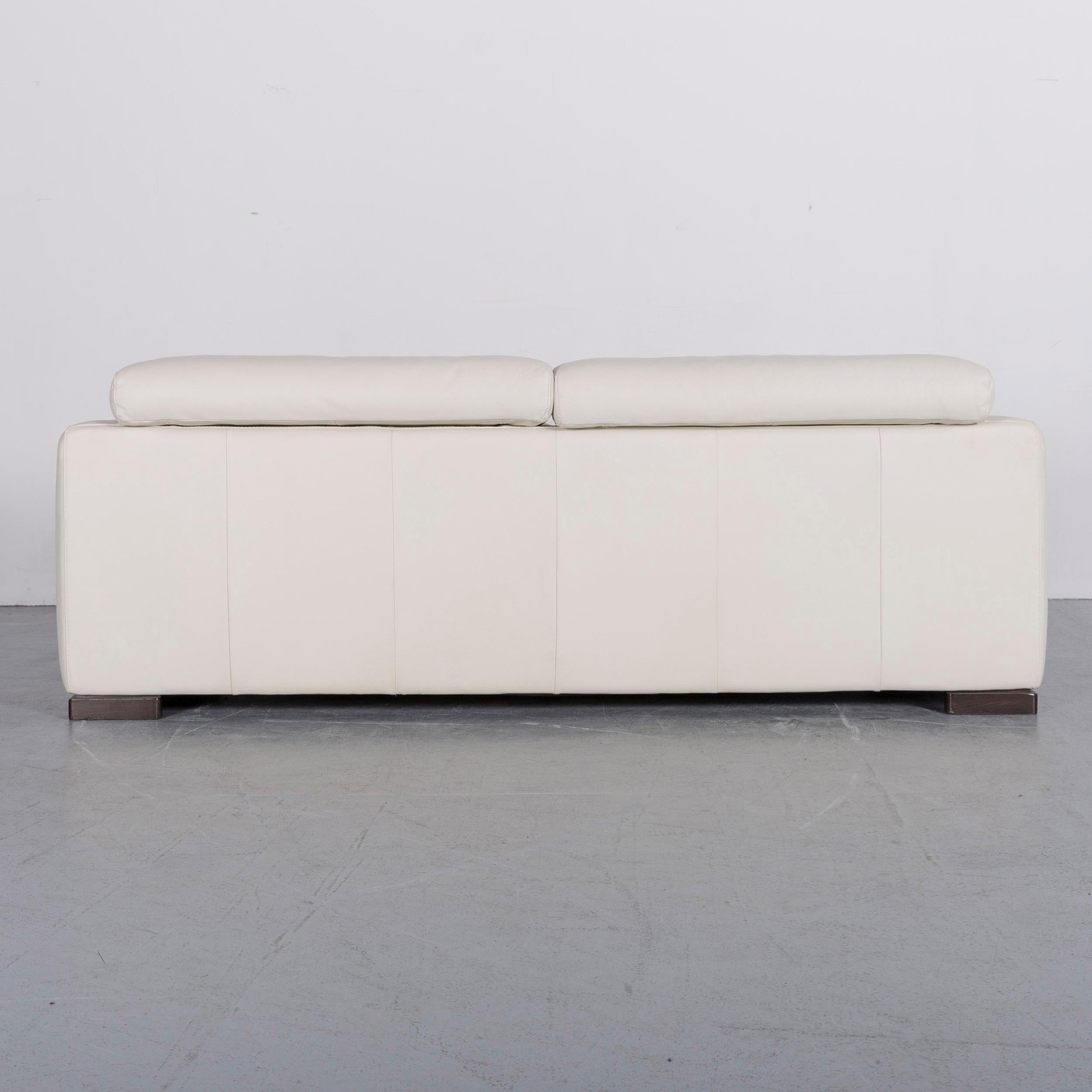 Italsofa Designer Leather Sofa Crème White Modern Three-Seat Couch 3