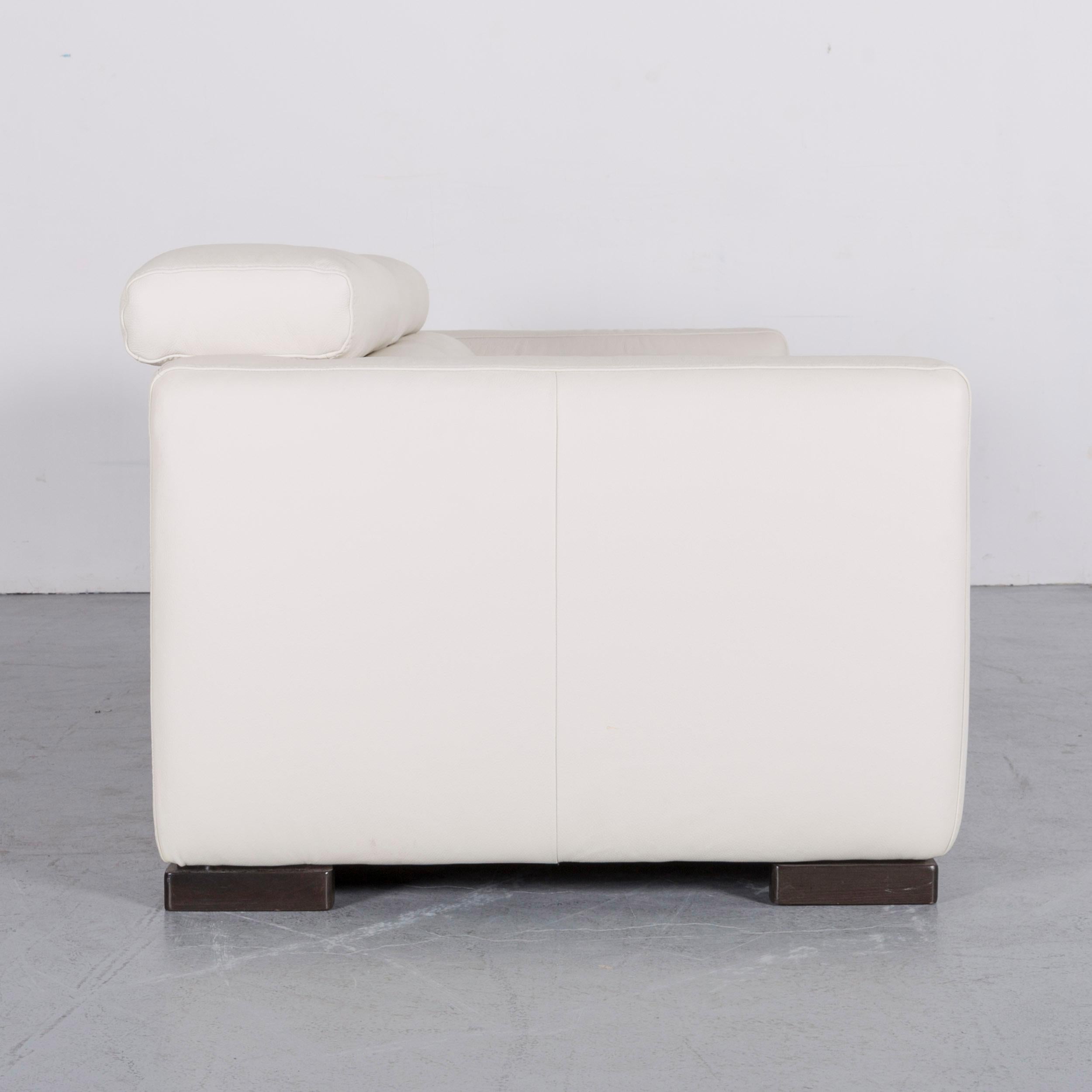 Italsofa Designer Leather Sofa Crème White Modern Three-Seat Couch 4