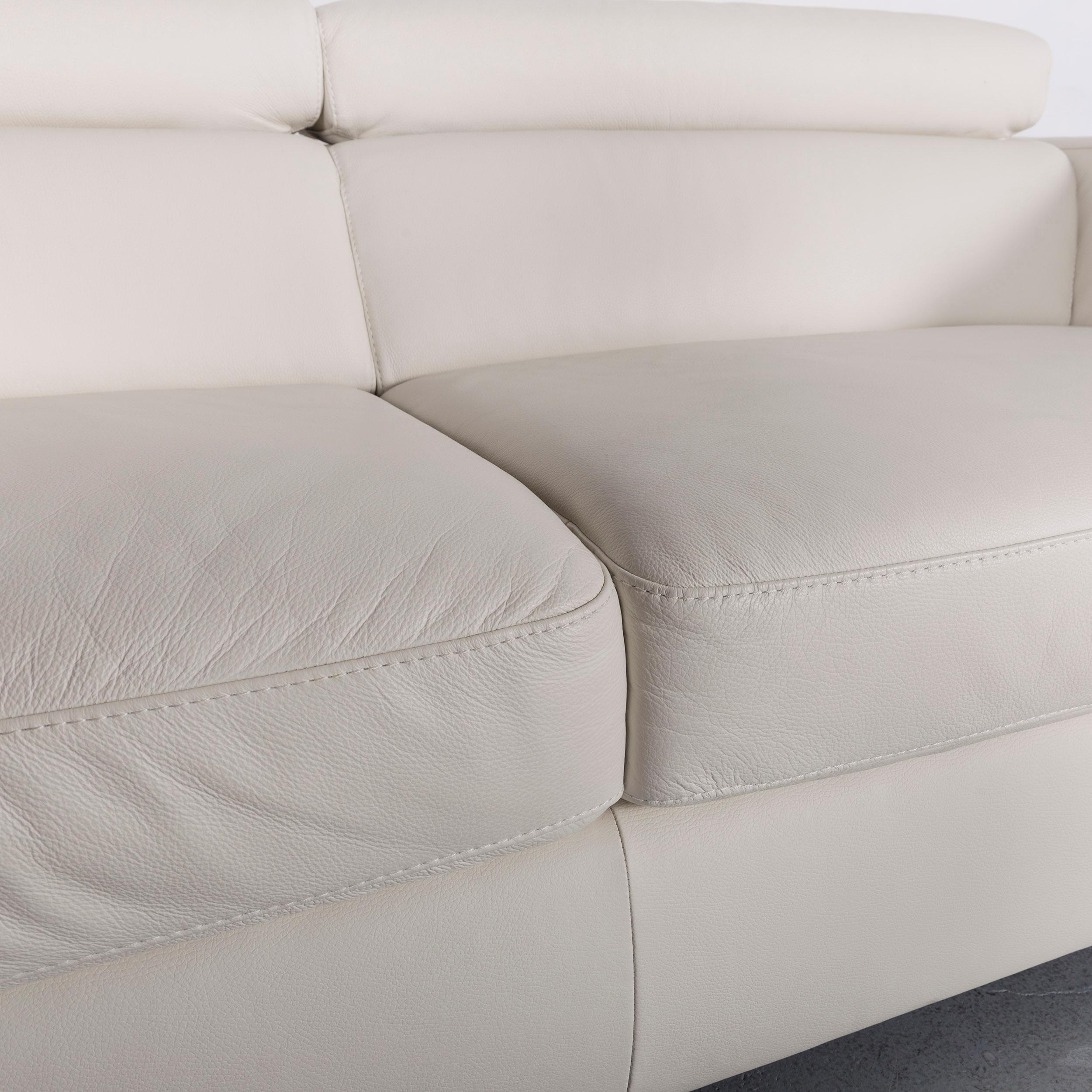 Italsofa Designer Leather Sofa Crème White Modern Three-Seat Couch In Good Condition In Cologne, DE