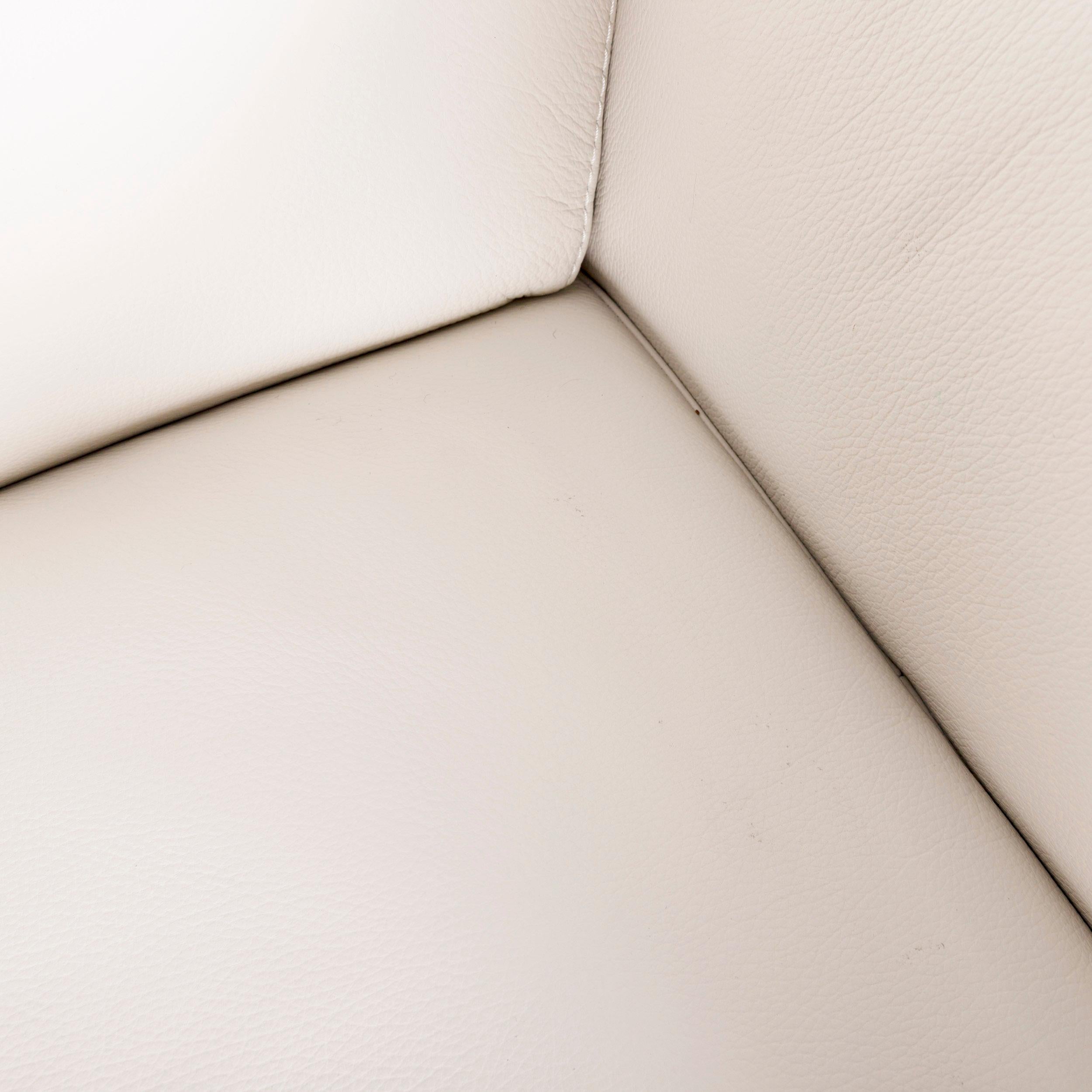 Contemporary Italsofa Designer Leather Sofa Crème White Modern Three-Seat Couch