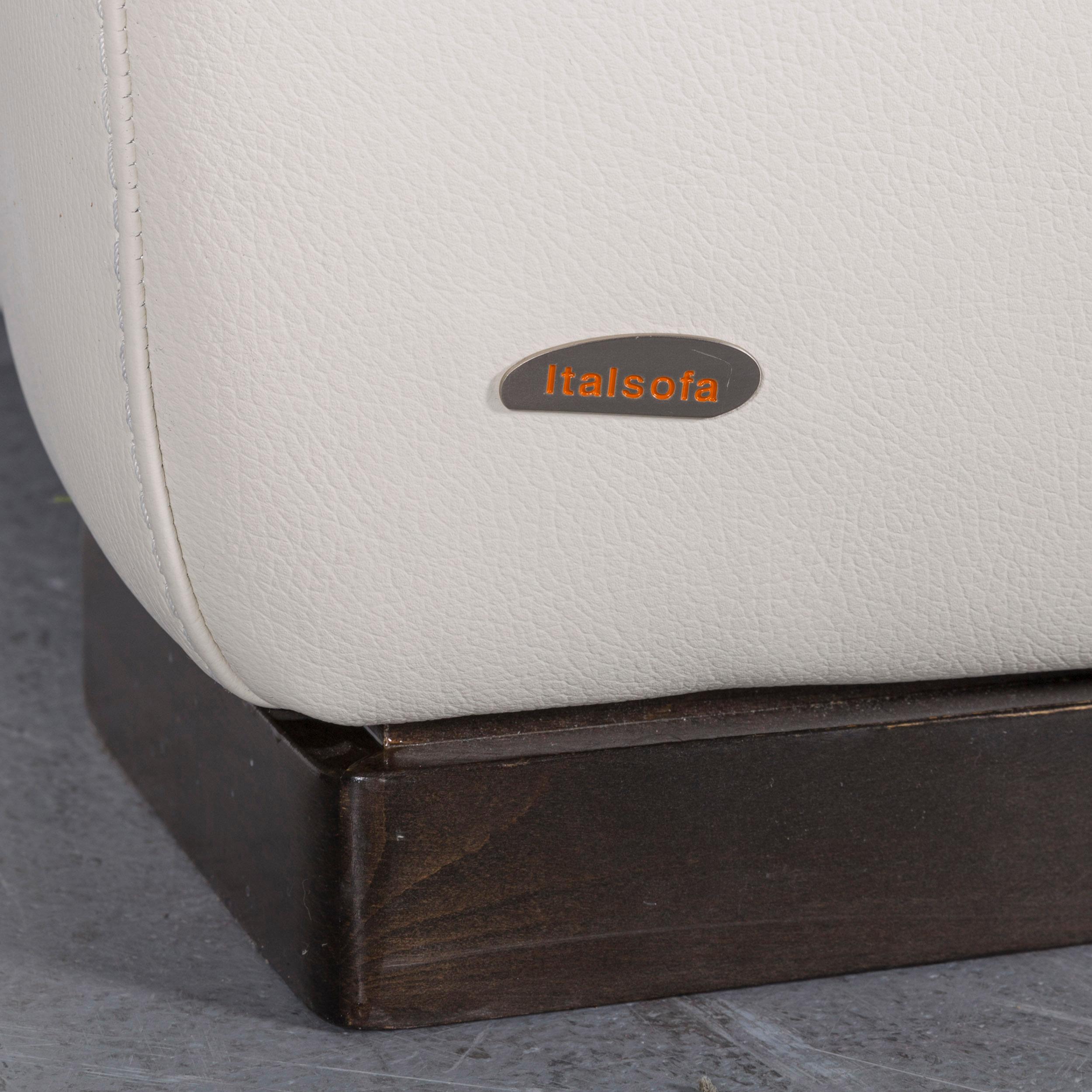 Italsofa Designer Leather Sofa Crème White Modern Three-Seat Couch 1