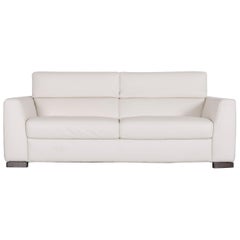 Italsofa Designer Leather Sofa Crème White Modern Three-Seat Couch