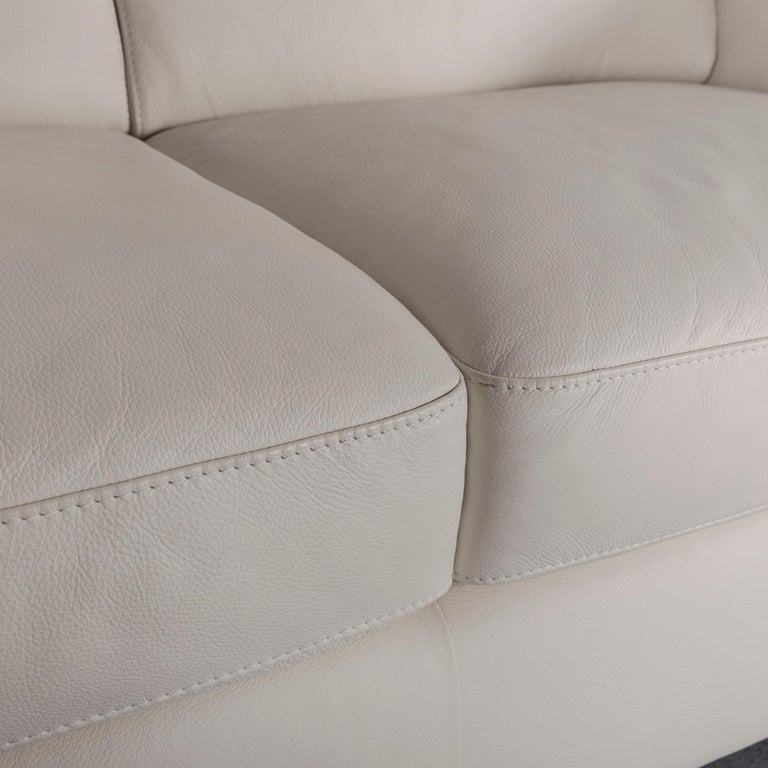 Italsofa Designer Leather Sofa Crème White Modern Two-Seat Couch For Sale  at 1stDibs