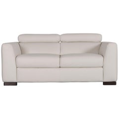Italsofa Designer Ledersofa Crème Weiß Modern Zweisitzer Couch