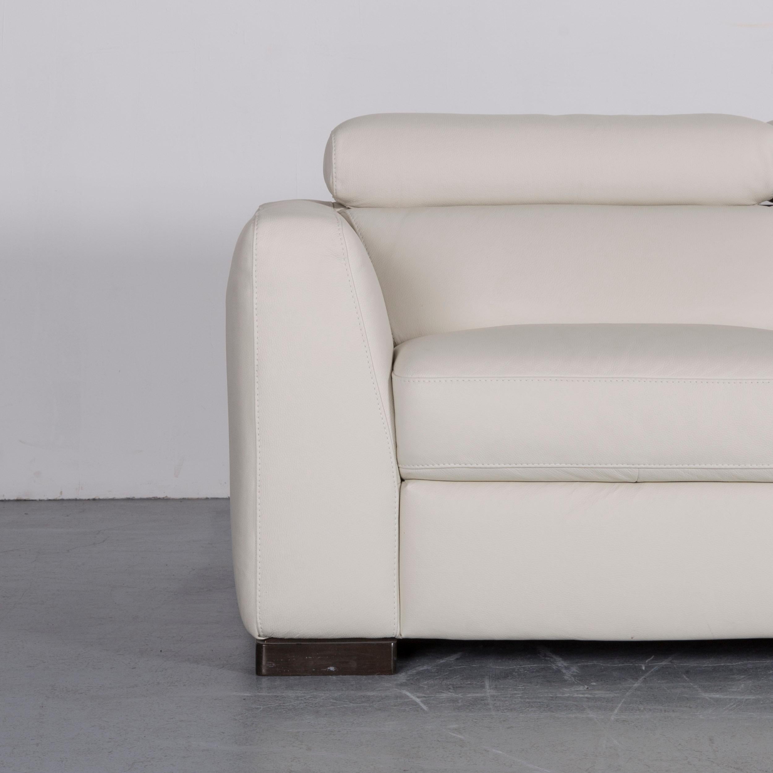 Italsofa Designer Leather Sofa Set Crème White Modern Two-Seat Three-Seat Couch 8