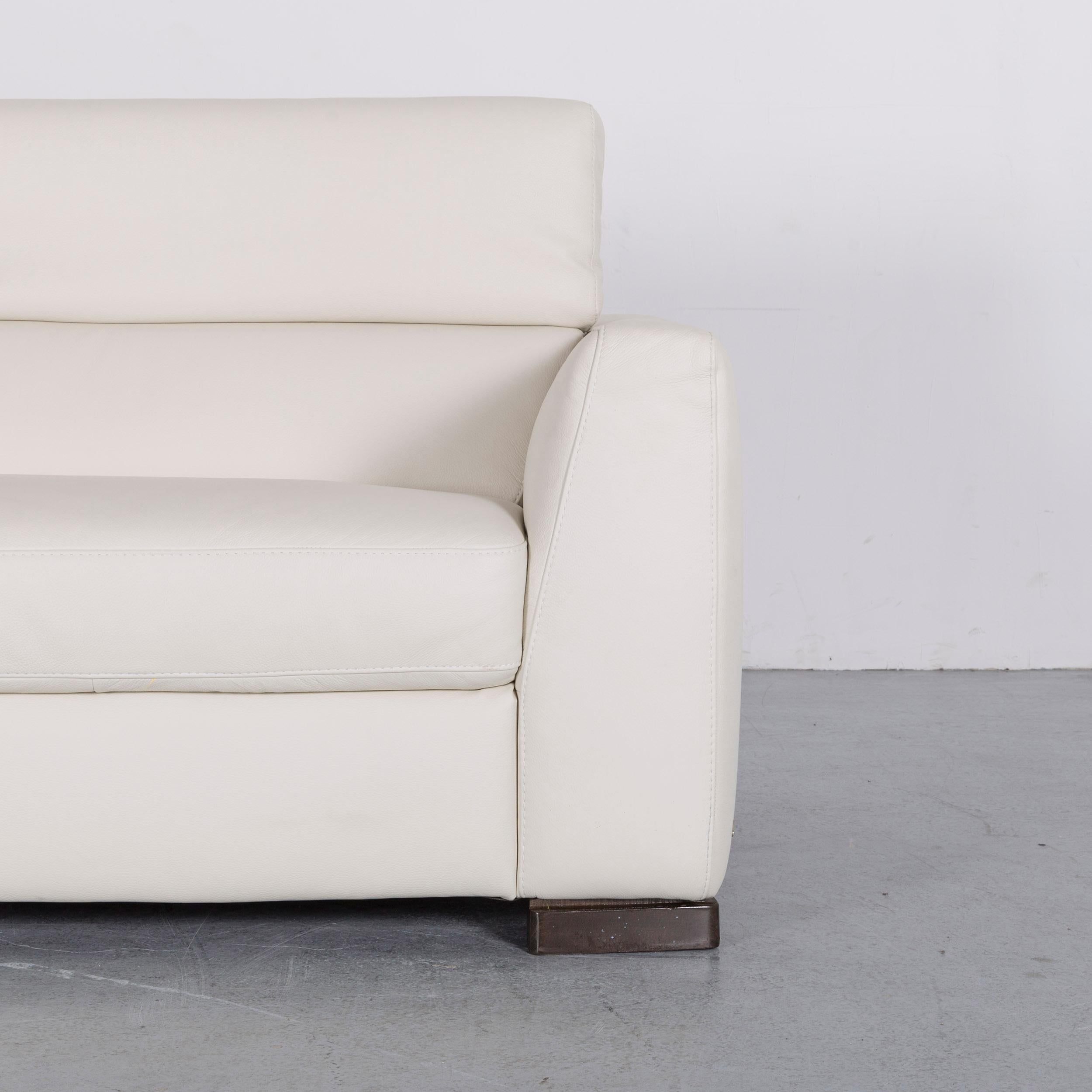 Italian Italsofa Designer Leather Sofa Set Crème White Modern Two-Seat Three-Seat Couch