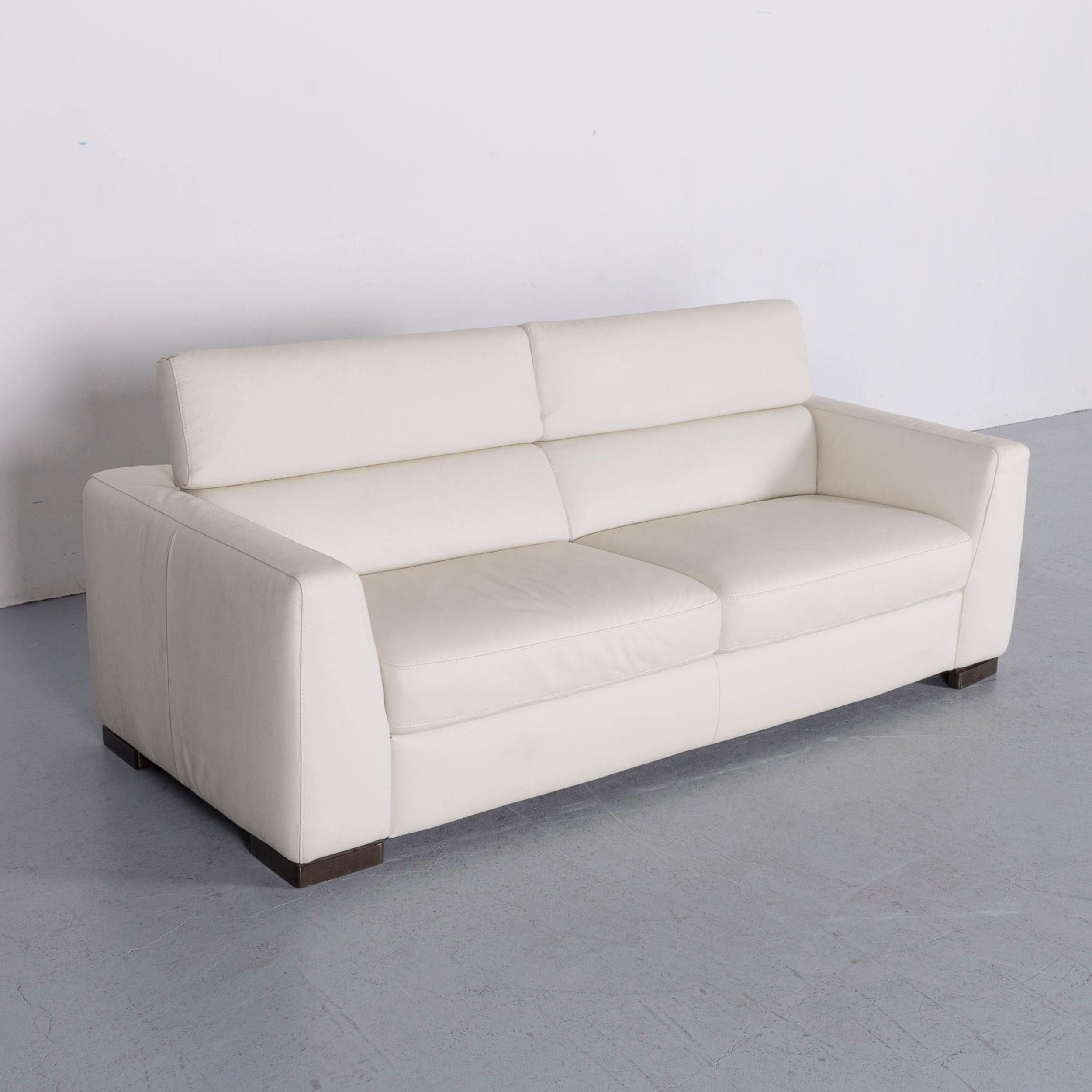 Italsofa Designer Leather Sofa Set Crème White Modern Two-Seat Three-Seat Couch In Good Condition In Cologne, DE