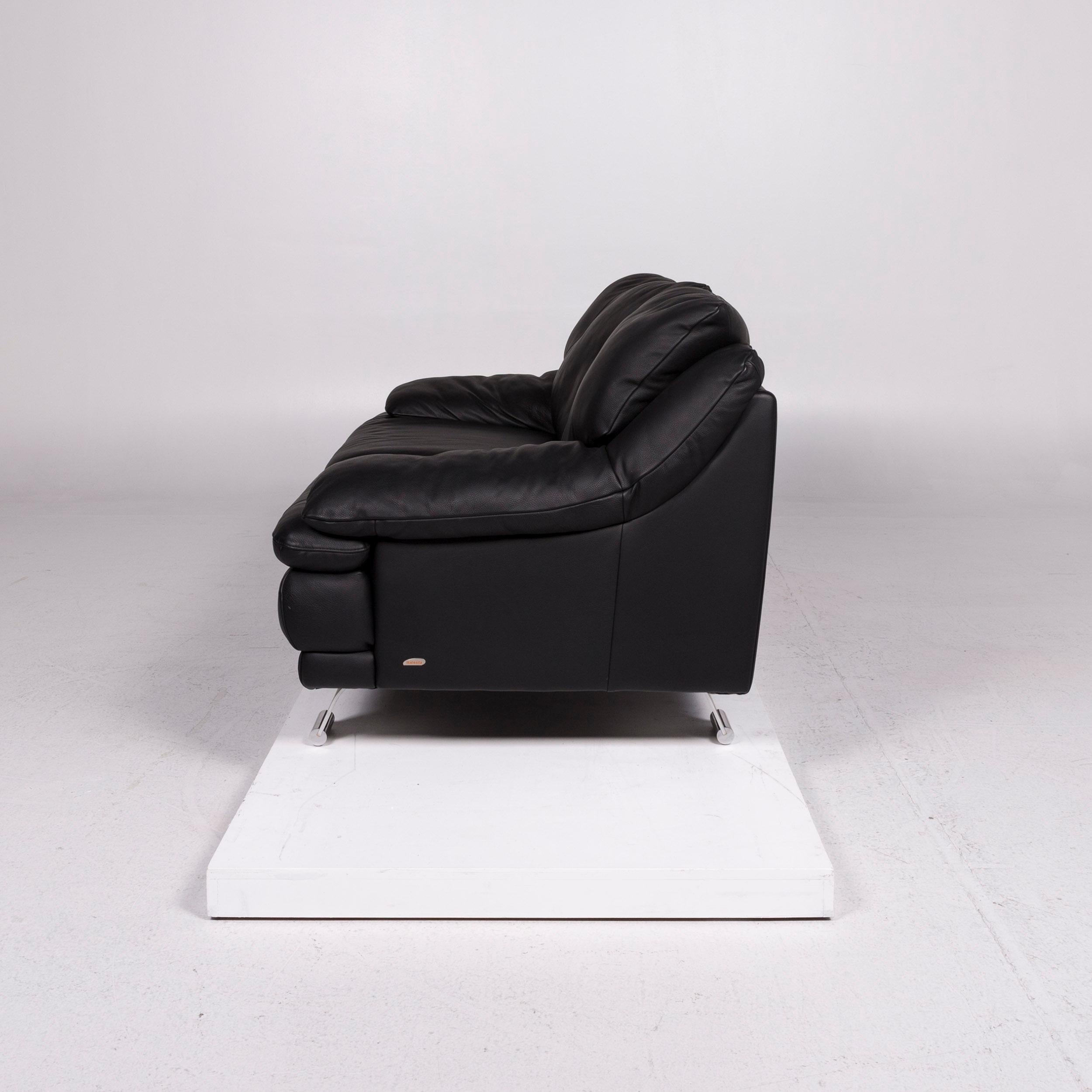 Italsofa Leather Sofa Black Two-Seat Couch 1
