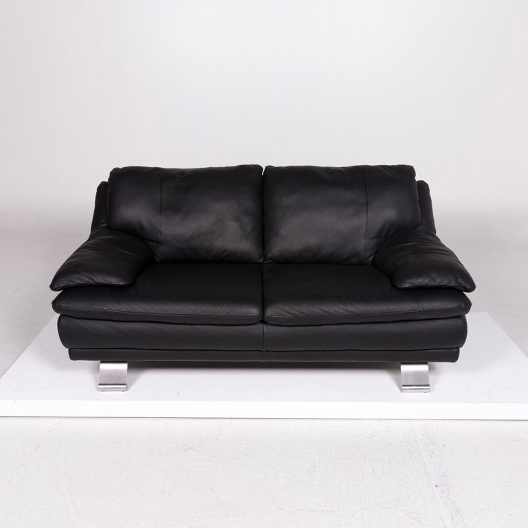 Italsofa Leather Sofa Black Two-Seat Couch at 1stDibs | italsofa black  leather sofa, italsofa leather loveseat, italsofa sofa