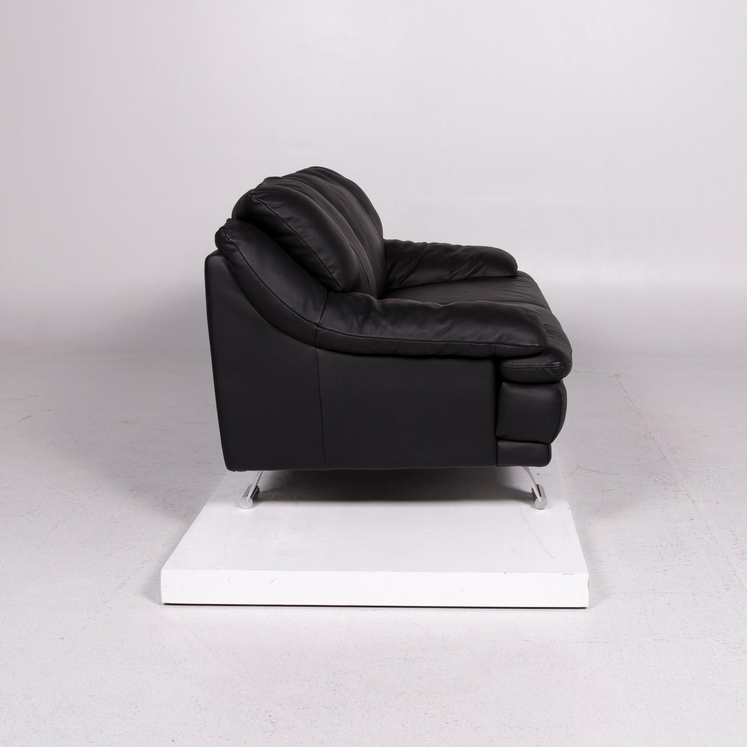Cuir Italsofa Canapé en cuir noir Canapé deux places