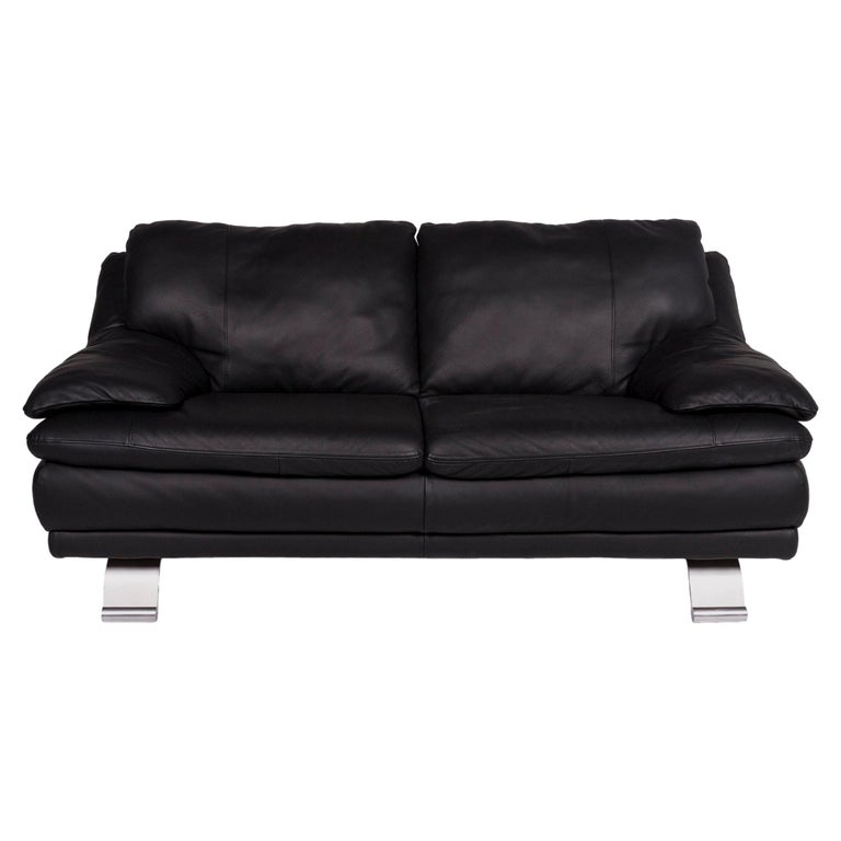 Italsofa Leather Sofa Black Two Seat, Is Italsofa Real Leather