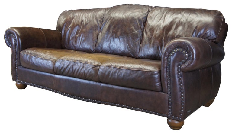 natuzzi leather sofa nailhead trim