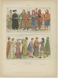 Italy 10th–16th Century, Set of Eight Antique Hand-Colored Costume Prints, 1880, view 3