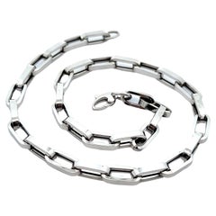 Italy 14k White Gold 16" Puffed Open Paperclip Link Chain Necklace