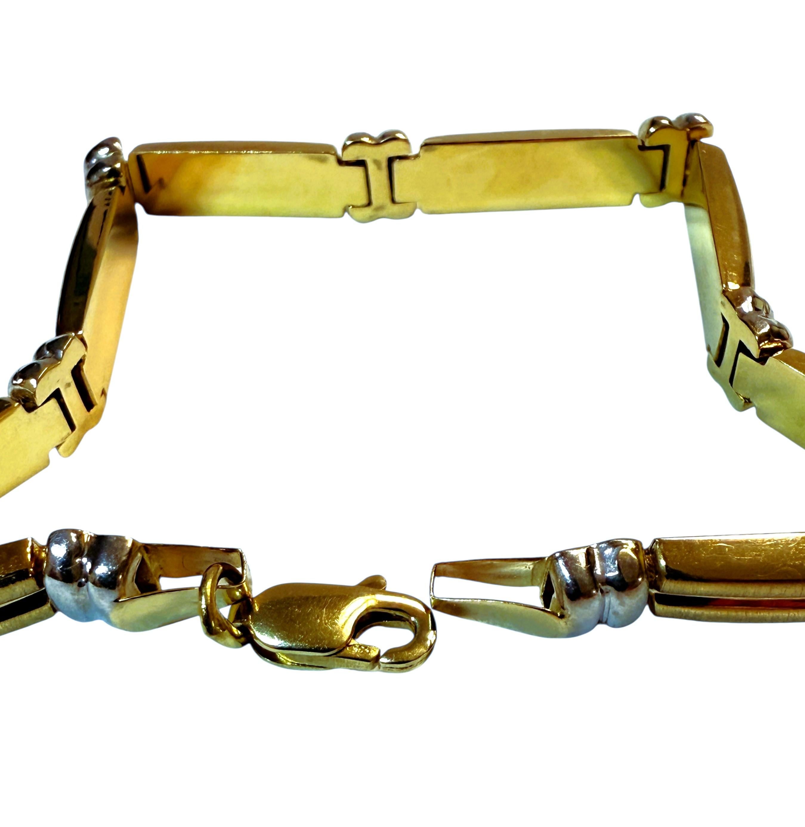 Bracciale a maglie in oro giallo e bianco 14k lungo 7