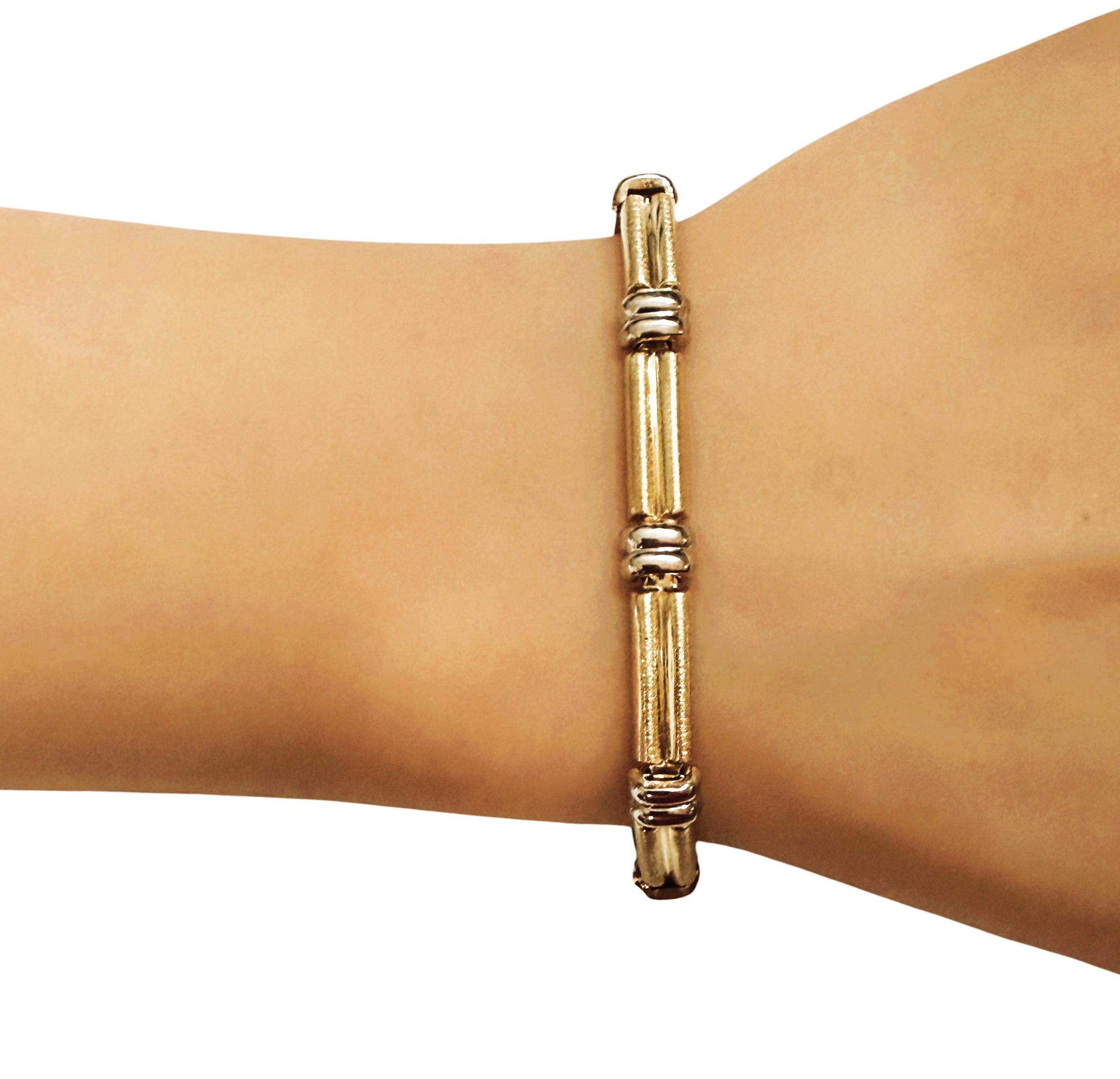 Donna Bracciale a maglie in oro giallo e bianco 14k lungo 7