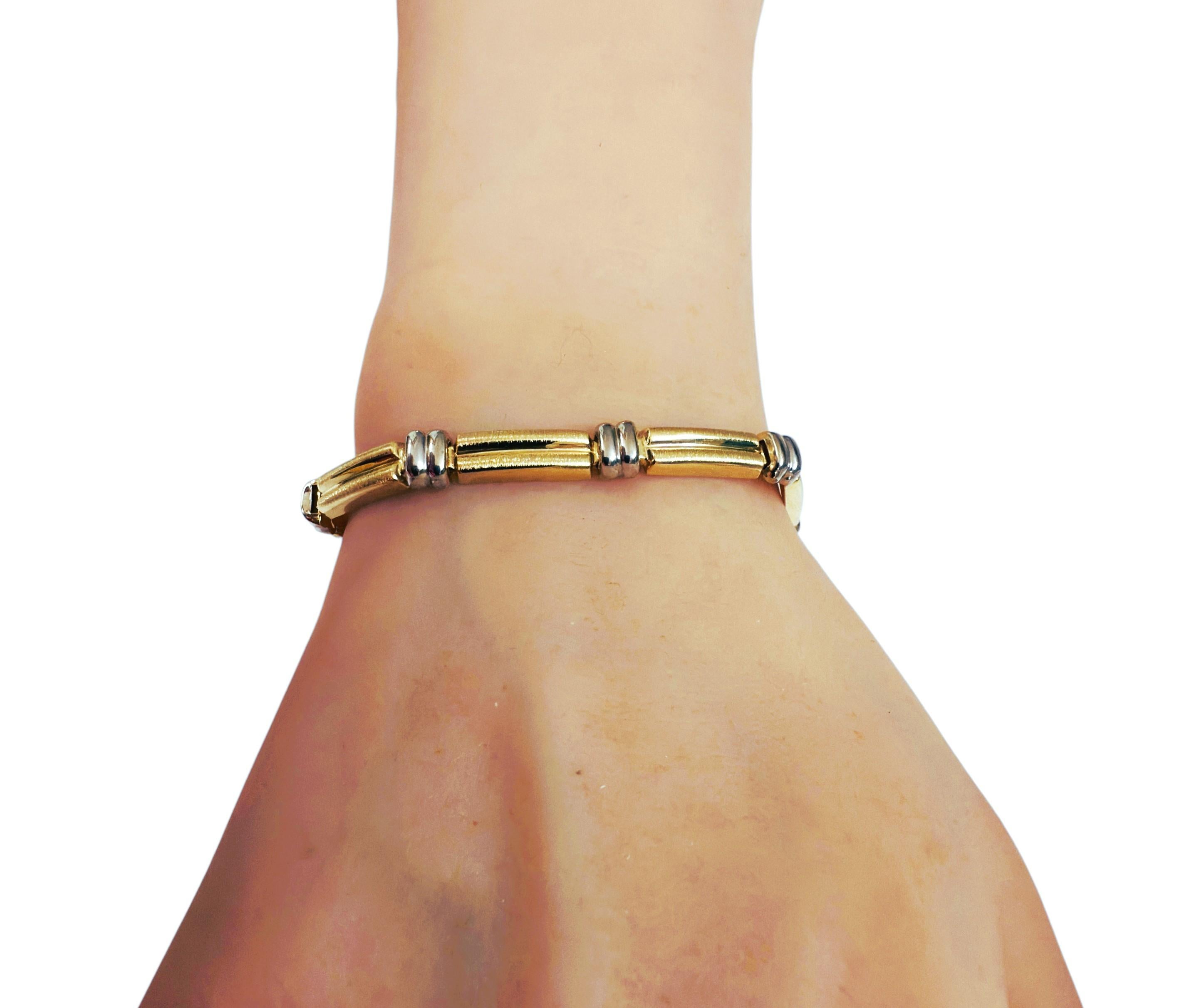 Bracciale a maglie in oro giallo e bianco 14k lungo 7