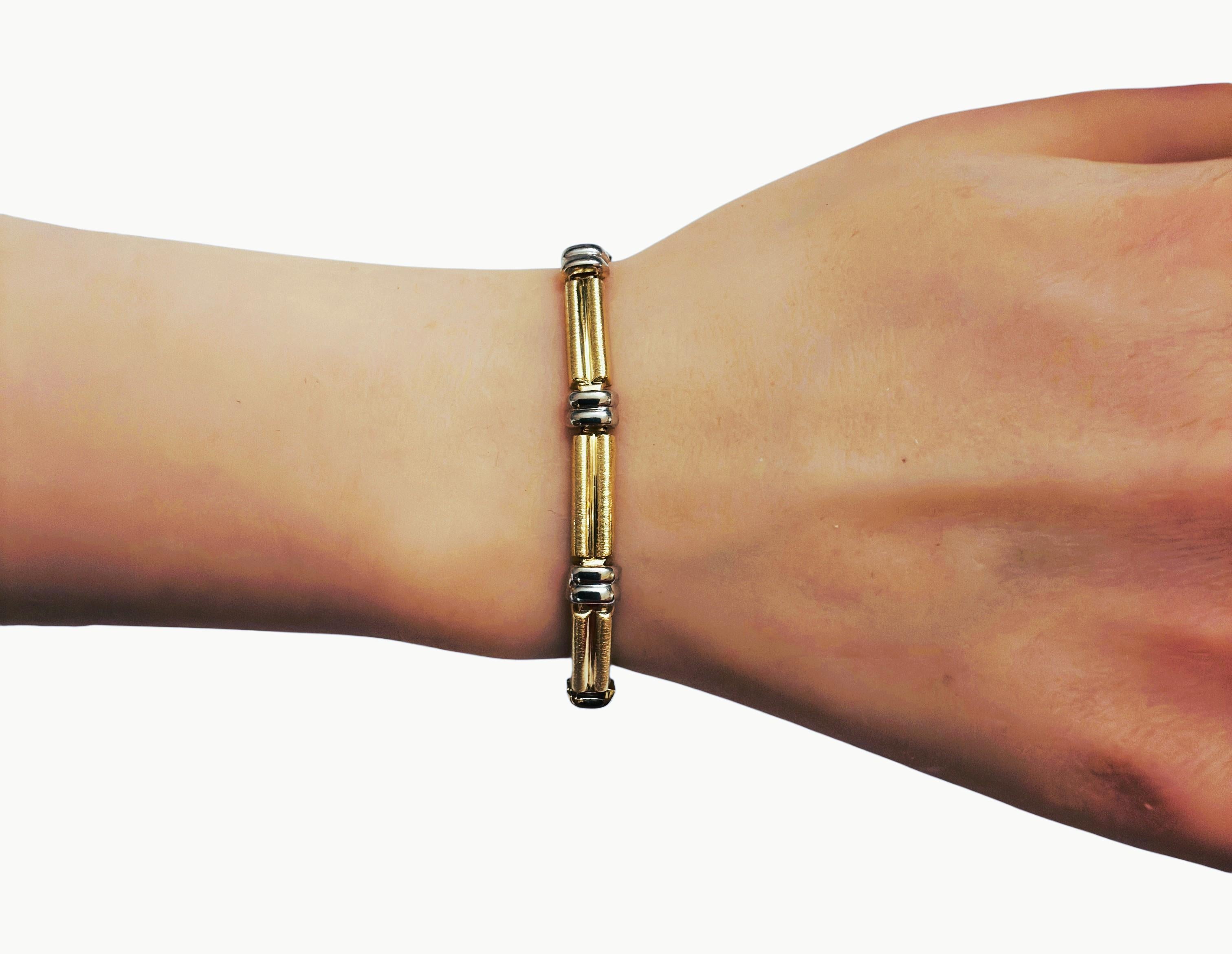 Bracciale a maglie in oro giallo e bianco 14k lungo 7