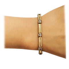 Italie 14k Yellow & White Gold Link Bracelet 7" Long 6 mm Wide 6.45 Grams