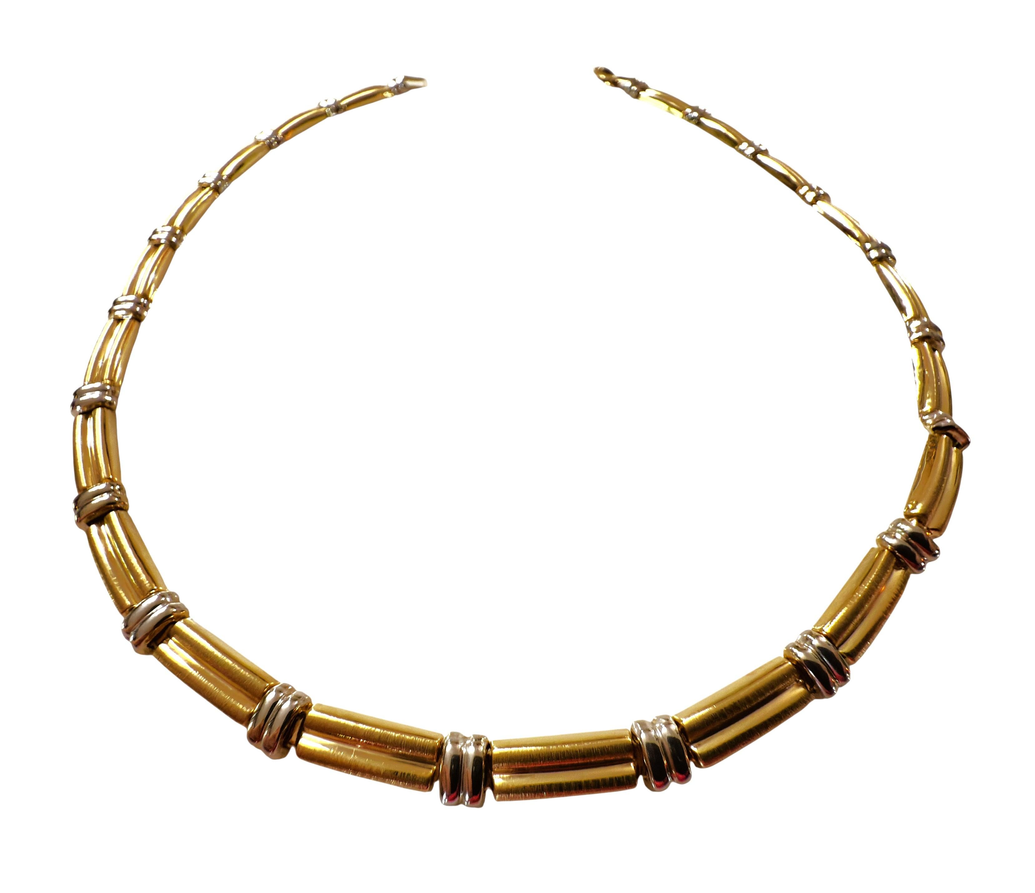 Italien 14k Gelb & Weißgold Link Halskette 16,5
